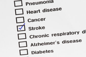 Medical result showing stroke with check on medical result document